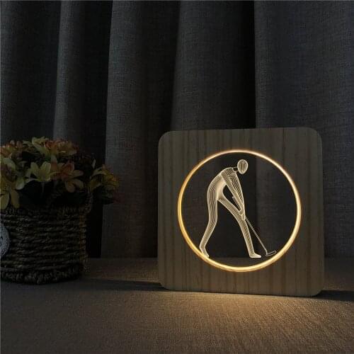 Golf Man Playing 3D LED Arylic Night Lamp Table Light Switch Control Carving Lamp for Childrens Room Decorate Dropshipping