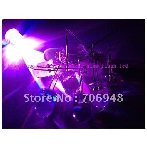 50pcs/lot clear 10mm slow flash led diode multicolor leds