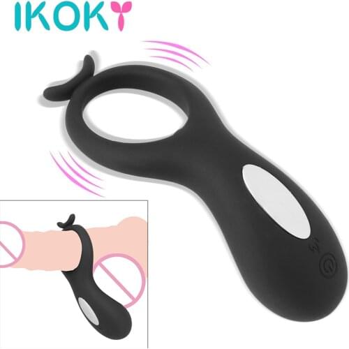 IKOKY 10 Speed Vibrator Cock Ring G spot Penis Ring Sex Toys for Men Couple Delay Ejaculation Anal Vagina Clitoris Stimulator