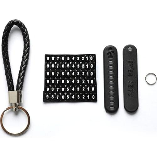 Anti-lost Car Keychain Phone Number Card Keyring Leather Bradied Rope Auto Vehicle Key Chain Holder Accessories Gift For Husband