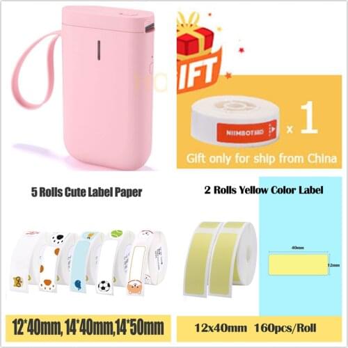 Nimbot d11 Wireless tag printer Handheld Pocket labels bluetooth printer thermal label printer (Pink printerwith 4 label)