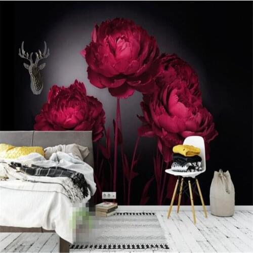 Wellyu Customized large mural romantic red rose TV background wall living room bedroom background mural photo wallpaper