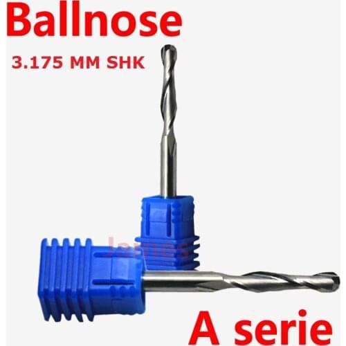 1pc 3.175mm SHK A series CNC BALLNOSE router bits Silhouette relief tools Flutes Milling cutter Ball nose 2 End Mill