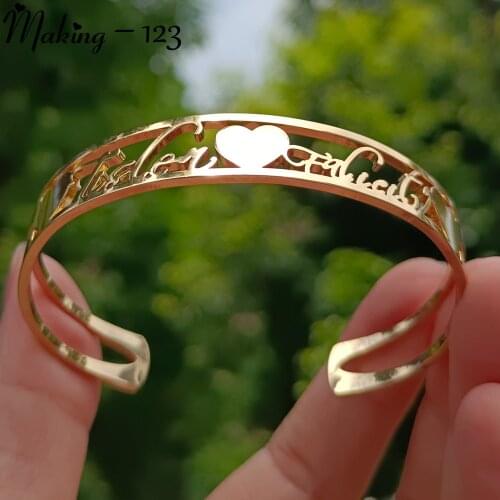 Customized Two Names Bracelets Personalized Custom Cuff Bangles Women Men Gold Stainless Steel Jewelry Gifts Bracelets For Women