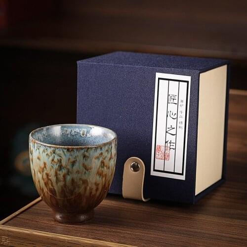 Ceramic Kiln Baked Single Cup Teacup Personal Kung Fu Tea Cup Tea Making Device Drawing Cup Tea Cup Tea Bowl Business Cup