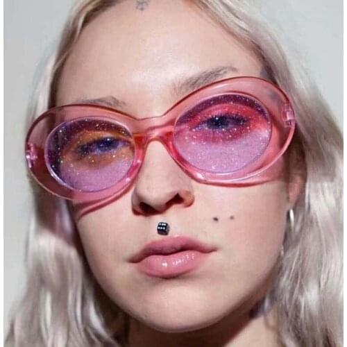 2020 Oval Sunglasses Women MenGlitter Lenses Eyewear Candy Colorful Classic Crystal Frame Kurt Cobain Sun Glasses UV400 goggle