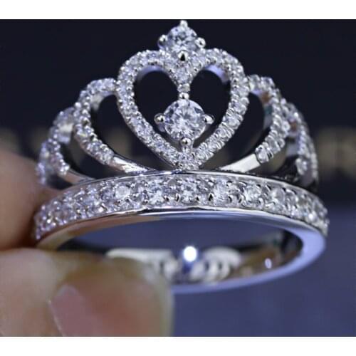Handmade Crown Ring 100% Soild 925 Sterling Silver AAAAA zircon Engagement Wedding Band Rings for women men Anniversary Jewelry