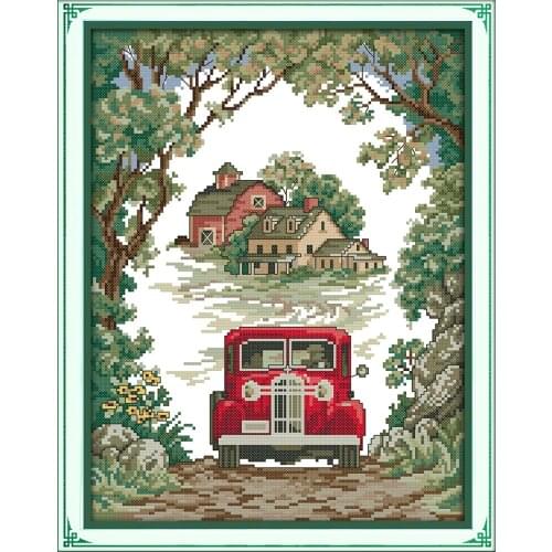 Forest responders cross stitch kit landscape car aida 14st 14ct 11ct cotton thread canvas embroidery DIY handmade needlework qf