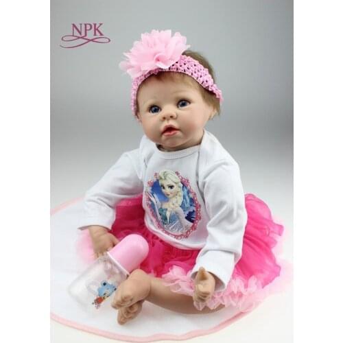 NPK 55cm Reborn Baby Doll Boneca Reborn Silicone Completa Doll Reborn Cloth body Toy For Children Girl Birthday Gifts toys