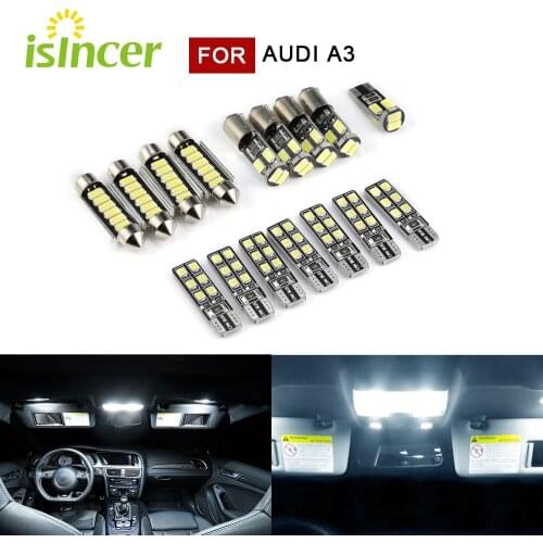 16pcs bulbs White Canbus Error Free LED interior dome map overhead light Kit for Audi A3 S3 RS3 8P 2003-2012