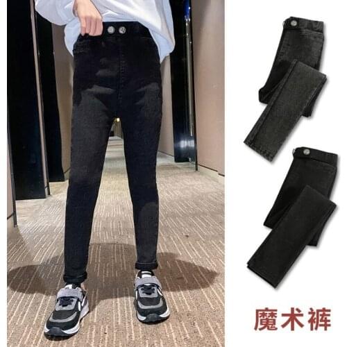2021 Spring Autumn Magic Pants for Girls Children Jeans Kids Slim Denim Trousers 4-16Yrs Baby Girl Leggings Stretch Pencil Pants