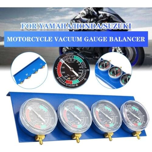 4pcs Motorcycle Converter Blue Synchronous Detection Balance Vacuum Meter For Honda/Yamaha/Suzuki/Harley