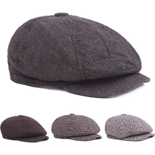 Men’s Winter Knitted Hat Casual Driving Golf Beret Caps Warm Octagonal Hats HATCS0369