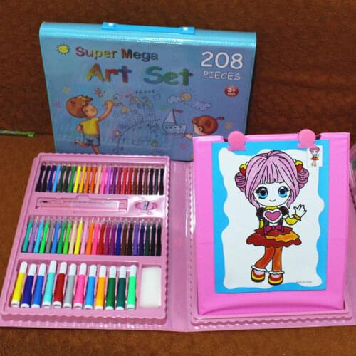 208Pcs Kids Paintbrush Set-Color pencil Crayon Watercolor Pencil Set-Holiday Painting Gift For Boys And Girls Stationery Set