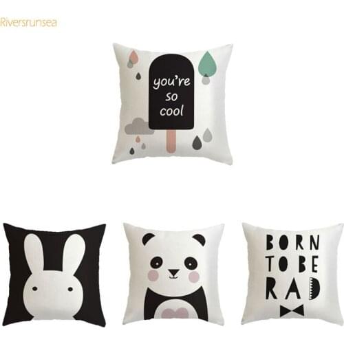 Cute Rabbit Pattern Printed Pillow Cover Skull Cushion Covers Animal Pillow Case for Home Sofa Decorations