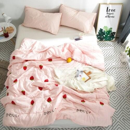 2020 New Summer Duvet Quilt Air Condition Comforter Throw Blanket Pink Fruit Printed Plaids Patchwork Bed Cover Bedspread Colcha