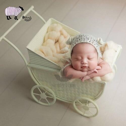 Newborn Baby Iron Car Basket Props Infant Photo Shooting Studio Posing Trolley Props Baby Girl Boy fotografie Accessories