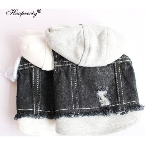 Dog Clothes Summer Tshirt Fake Two-piece Suit Denim Dog Vest Hole Dog Jacket Costume For Small Dogs Hoodie Cotton Hat Jeans 10E