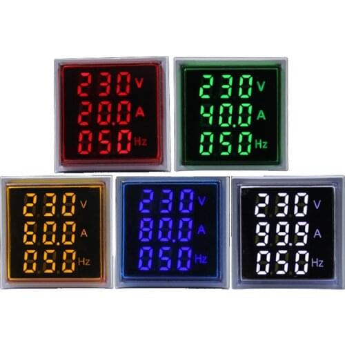 AC60-500V 0-100A 20-75Hz single phase AC voltage ampere Frequency panel meter A V Hz indicator AC multifunction panel meter