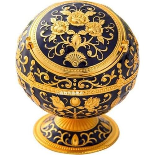 Globe Shape Ash Tray with Lid Windproof Cigarette Ash Holder Home Decor European Style Metal Ashtray Boy Friend Father Gift