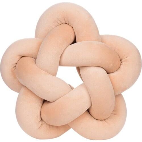 Candy Color Handmade Knotted Cushion Kids Room Decor Fluffy Throw Pillow Living Room Round Backrest Cushion 32x32cm