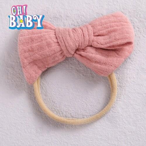 Bowknot Nylon Baby Girl Headband Elastic Cotton Hair Band for Newborn Baby Tiaras Solid Color Kids Hairband Hair Accessories