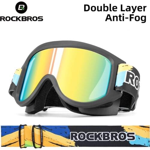 ROCKBROS Ski Glasses Windproof PC High Toughness Double-Layer Lens Ultralight UV400 Protection Anti-fog Goggles Children Glasses