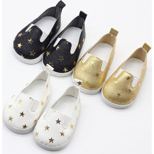 Glitter Shoes for Dolls Five-pointed star Sequins Shoe For 18 Inch Our Generation Doll accessories american doll girl shoes