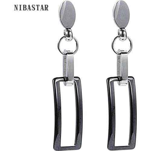 New Ceramic Square Shape Drop Earrings Black And White 2 Colors Ceramic Earrings for Women Gift Free Shipping