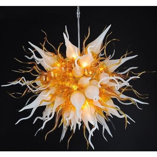Golden Color Round Balls Shape Art Decor Chandelier Murano Design Stair Hanging Lamp