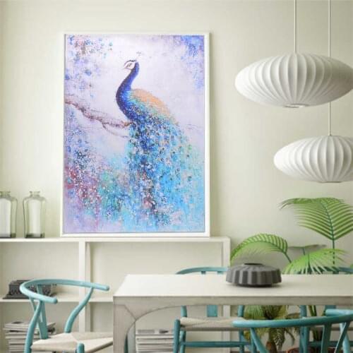1pc Canvas Peacock Painting HD Print Wall Art Peacock Picture Unframed 75 x 50cm Livingroom Hallway Decor