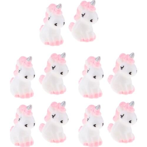 10Pcs Miniature Unicorn Figurine Mini Unicorn Miniature Fairy Garden Dollhouse Micro Landscape Ornaments Gift for Kids Toys