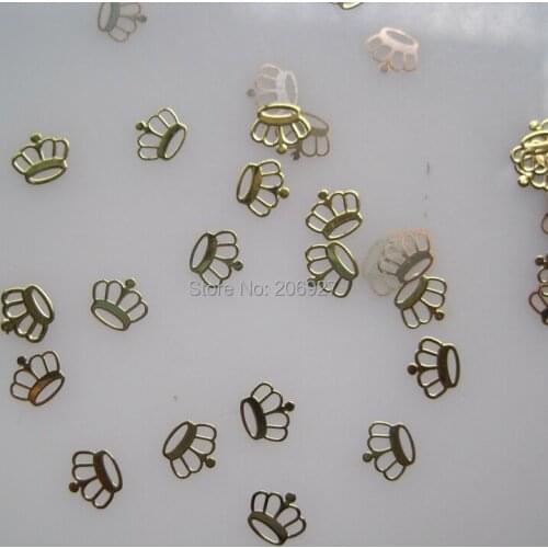 MS230-2 100pcs Gold Cute Crown Metal Sticker Nail Art Metal Sticker Nail Art Decoration Non-adhesive Sticker