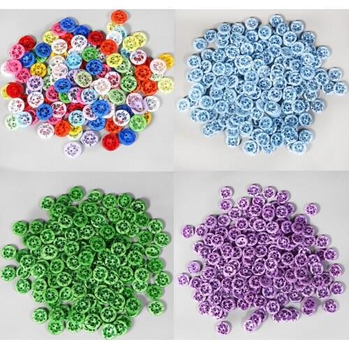 100Pcs High Quality transparent mixed flowers shape Dyed RESIN buttons coat boots sewing clothes Accessories decoration buttons