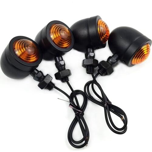 12V Motorcycle Mini Retro Motorcycle Turn Signal Lights 1-Wire Amber Light For Halley