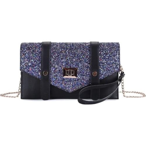 2021 Panelled Sequin clutch bag women Fashion brand Womens leather bag Enveope Womens small handbag Mini Chain ladies bag