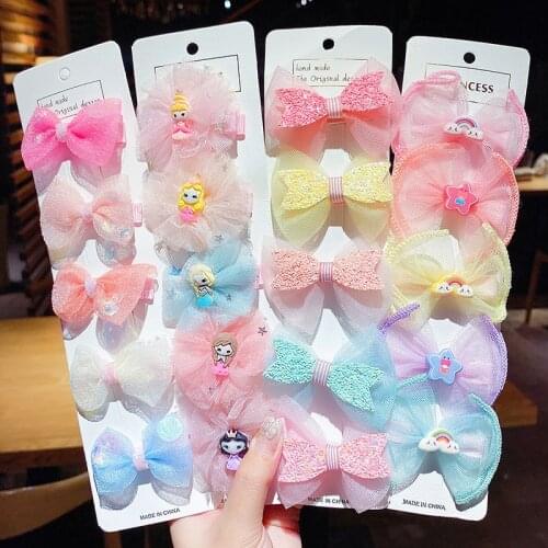 5pcs/set Cute Baby Girls Mesh Lace Hairpins Organza Bow-knot Hair Clips for Kids Children Hair Accessories Headwear