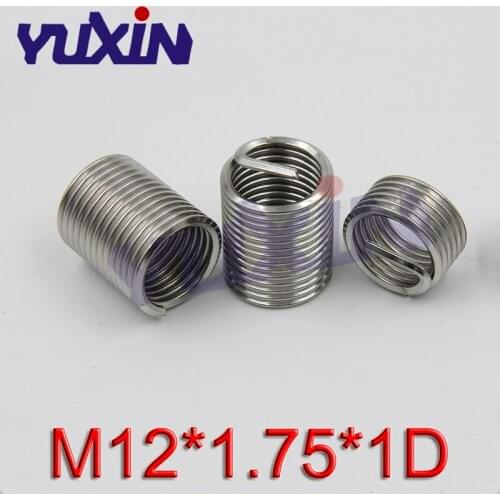 50Pcs M12*1.75*1D Screw Thread Insert A2 Stainless Steel 304 Fasteners Repair Tools Kit Coiled Wire Helical Screw Sleeve Set