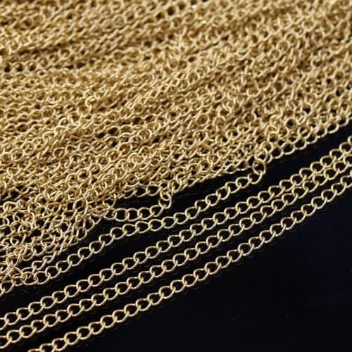95m/piece) 3mm width Gold-plated stainless steel Chain for DIY bracelet necklace accessories Jewelry Extended chain