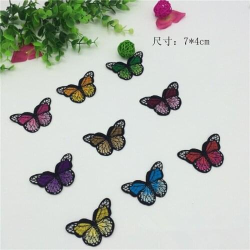 Iron on applique mixed color 20 pcs Butterflies embroidery applique patches butterfly cartoon applique garment DIY accessories