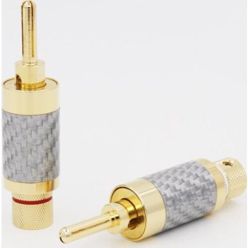 Audio VB430G Hifi Gold Plated Carbon Fiber Speaker Cable Wire Banana Plug Connector 7mm