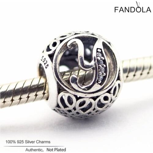 Fits pulsera Charm Bracelet Original 925 Sterling Silver Letter Y Alphabet Beads for Women DIY Jewelry Making perle Wholesale