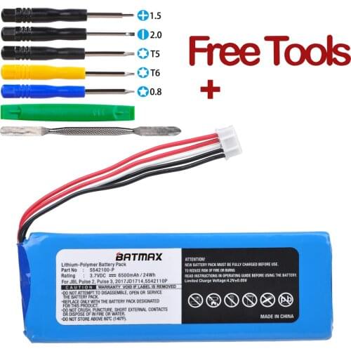 Batmax 6500mAh P5542100-P,5542110P Battery for JBL Pulse 2 Pulse 3 Portable Bluetooth Speaker with Installation Tools