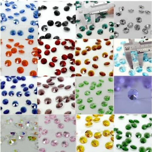 Free Shipping Mixed Color 200pcs Crystal Glass Octagon Beads 2 hole For Chandeliers Parts,Crystal Curtain Accessories Decoration