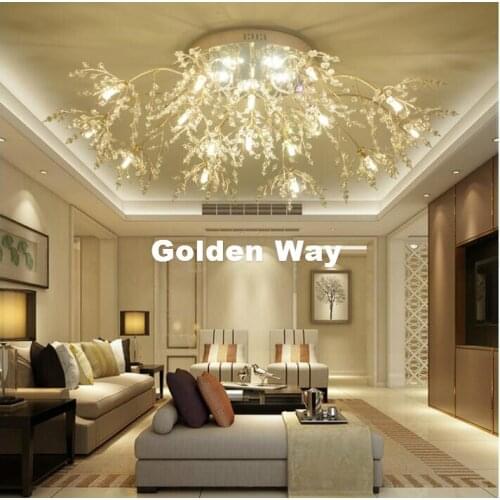 Free Shipping Gold Color G9 Crystal Ceiling Lamp Crystal Light Bedroom Luminarias Home Decor Creative LED Crystal Ceiling Lamp