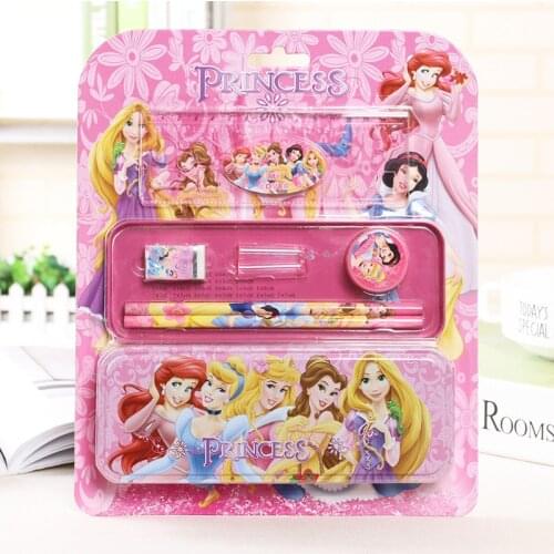 8-piece Disney Korean stationery set cartoon double-layer stationery box pencil eraser and other writing school supplies gifts