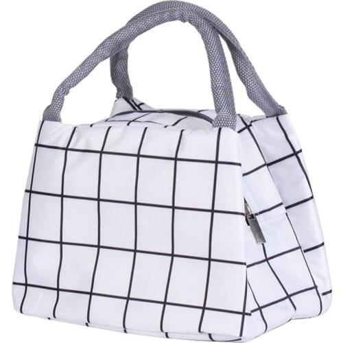 Coofit 1pc Fashion Printing Lunch Bag Splash-Proof Insulated Plaid Pattern Lunch Tote Lunch Handbag For Outdoor Picnic