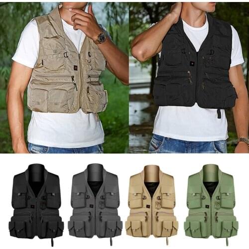 Breathable multi pocket fishing vest with D rings for outdoor travel photography hunting climbing fishing jacket vest jacket