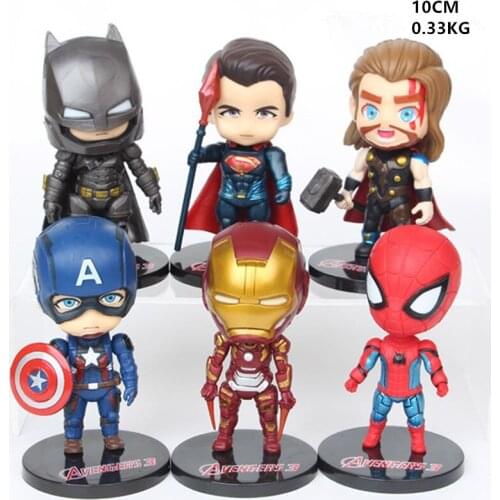 Disney 6pcs/set 10cm Marvel Avengers Ironman IronSpider Thanos Hulk Action Figure Mini Cartoon Model Toys For Children Gifts