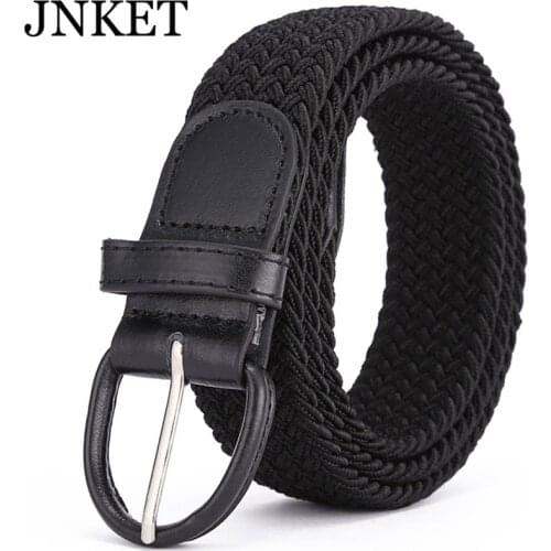 JNKET New Fashion Men Womens Woven Belt Pin Buckle Waist Strap Elastic Waistband Casual Cinturon